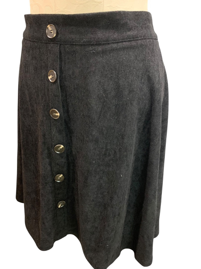 3XL Black Corduroy A-Line Skirt Side Zip Partial Elastic Waist