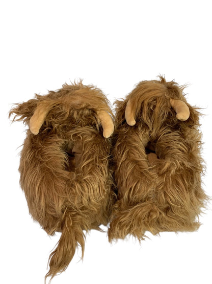 Size 7-9 Womens Adult Highland Cow Plush Slippers Non-Slip