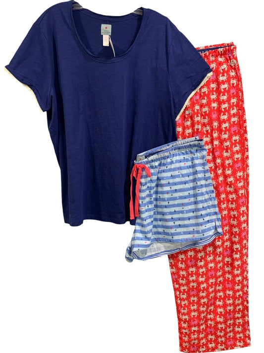 1X Jane & Bleeker Womens New 3 Piece Pajama Set Crab Nautical