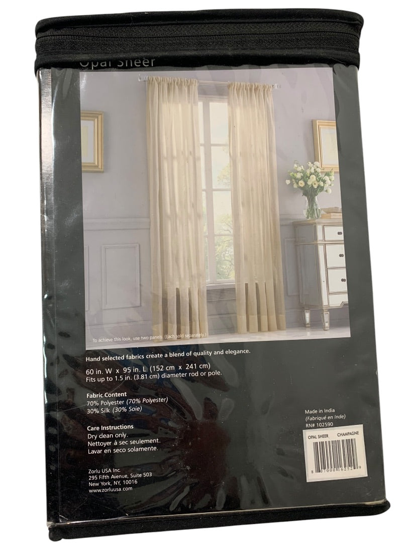 Valeron Opal Sheer Silk Blend 95" Panel Champagne New