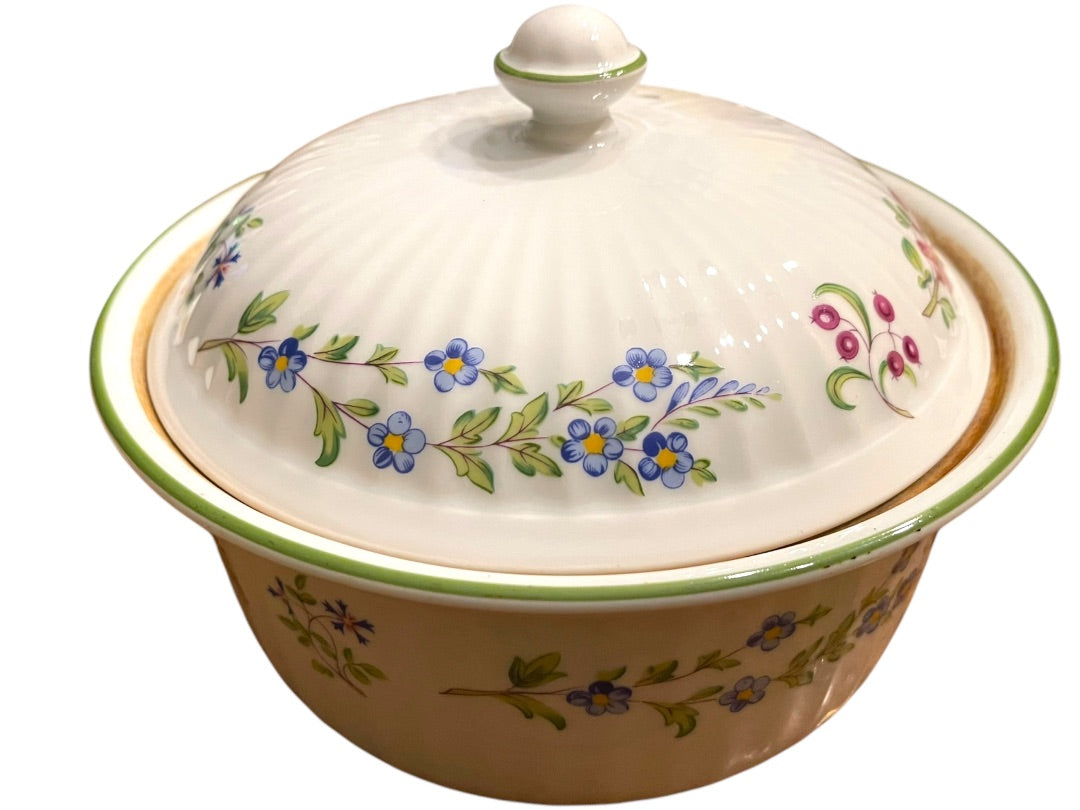 Royal Worcester Fine Oven China Fleuri 1983 Lidded Casserole 1 Quart