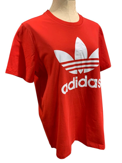 XL Adidas Womens New Trefoil Tee Shirt Red White FM3302