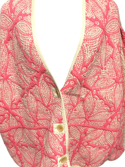 2X Nic+Zoe Jet Set Knit Jacket Pink Womens New Textured