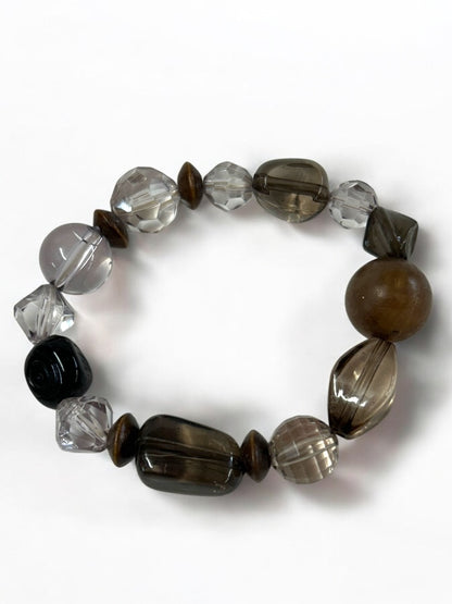 Acrylic Beaded Stretch Bracelet Clear Black Brown