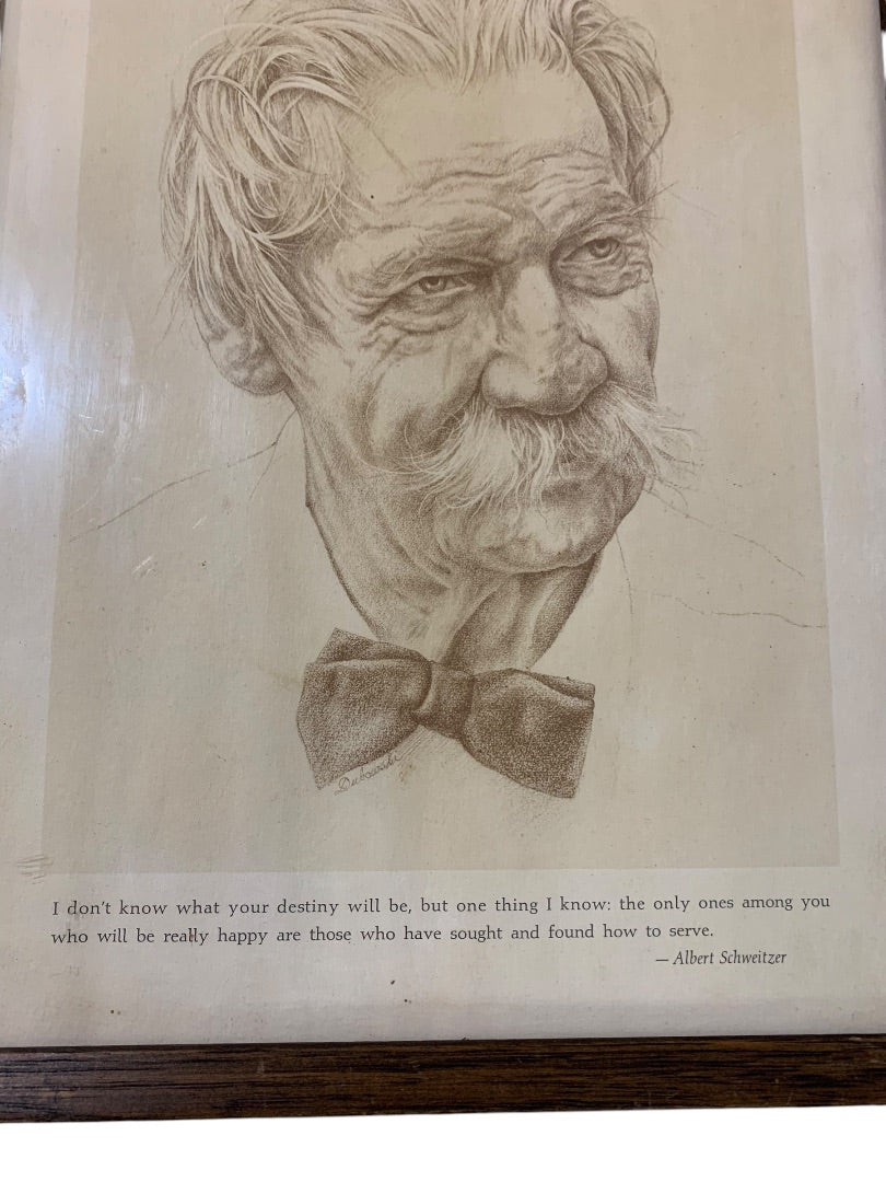Vintage Albert Schweitzer Framed Print Destiny Quote 12.75" x 9.75"