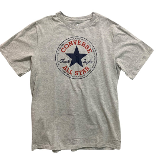 Large Converse Mens New Gray Logo Tshirt Short Sleeve