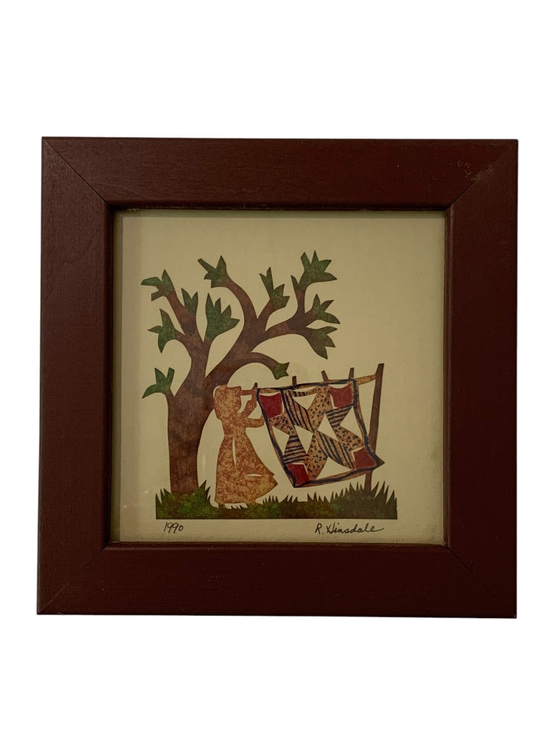 1990 Framed Scherschnitte Scissor Art Rhonda Hinsdale 6.7 Inch