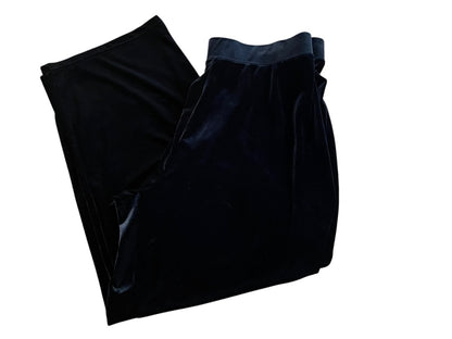 1XP Susan Graver Petite Elastic Waist Pants Black Velour Pull On