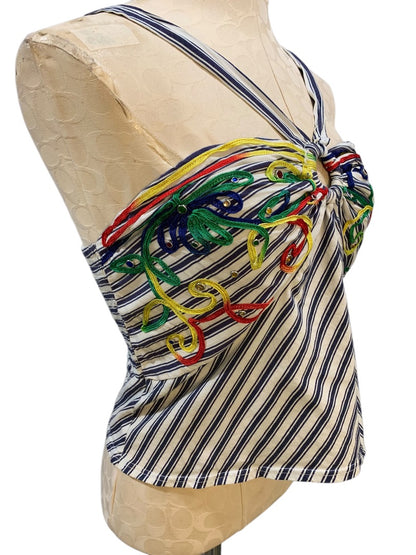 Medium Tiny Anthropologie Avril Womens Soutache Embroidered Halter Top