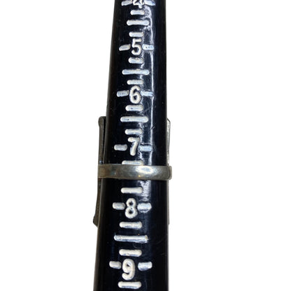 Size 7.5 Silvertone and Faux Lapis Lazuli Blue Ring Rectangular