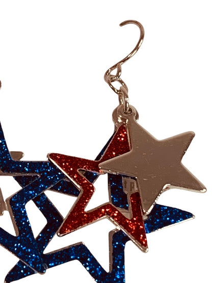 Claires New Pierced Hook Earrings Sparkly Stars 2 Inch Drop