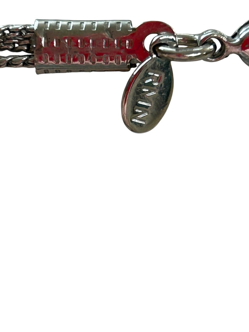 RMN Triple Strand Silvertone Beaded Tiered Necklace 16-20 Inches Lobster Clasp