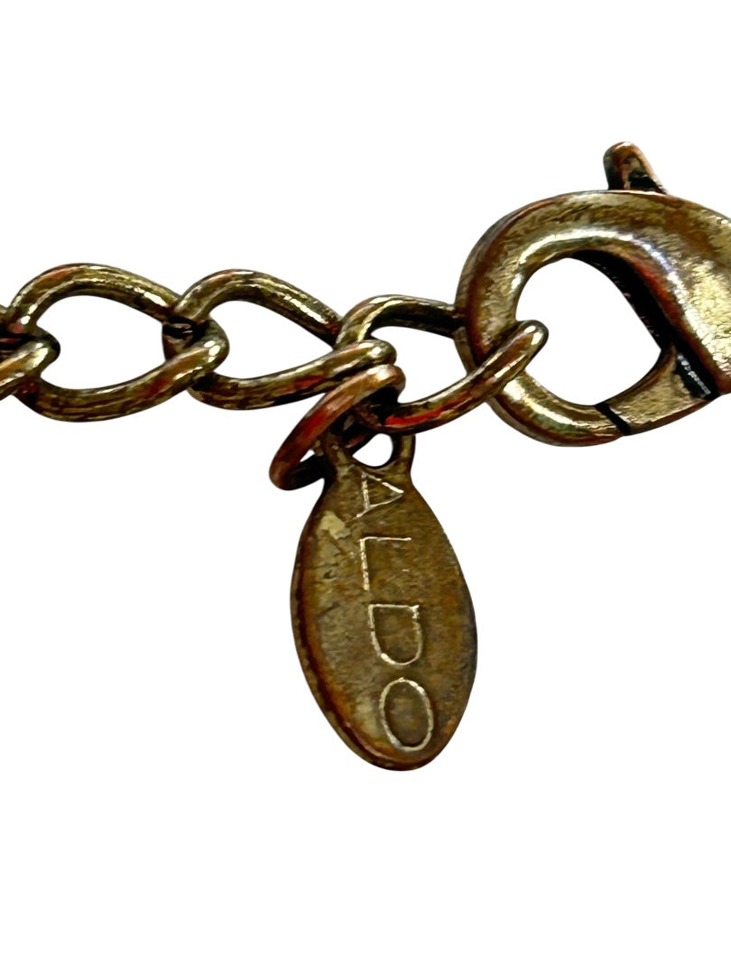 Aldo Faux Wooden Horn Pendant Necklace 26-38 Inch Copper Color