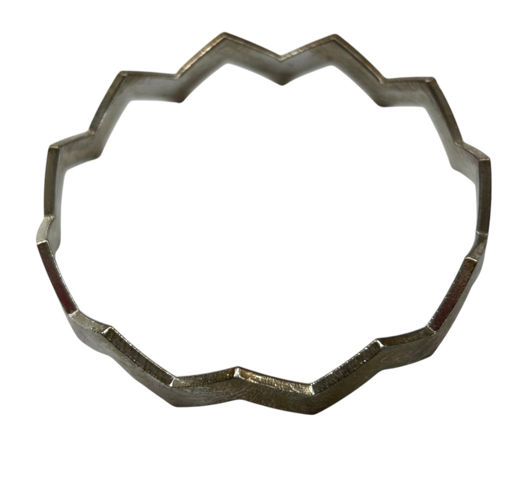 Silvertone Bangle Bracelet Ric Rac Design 2.75" Inside Diameter