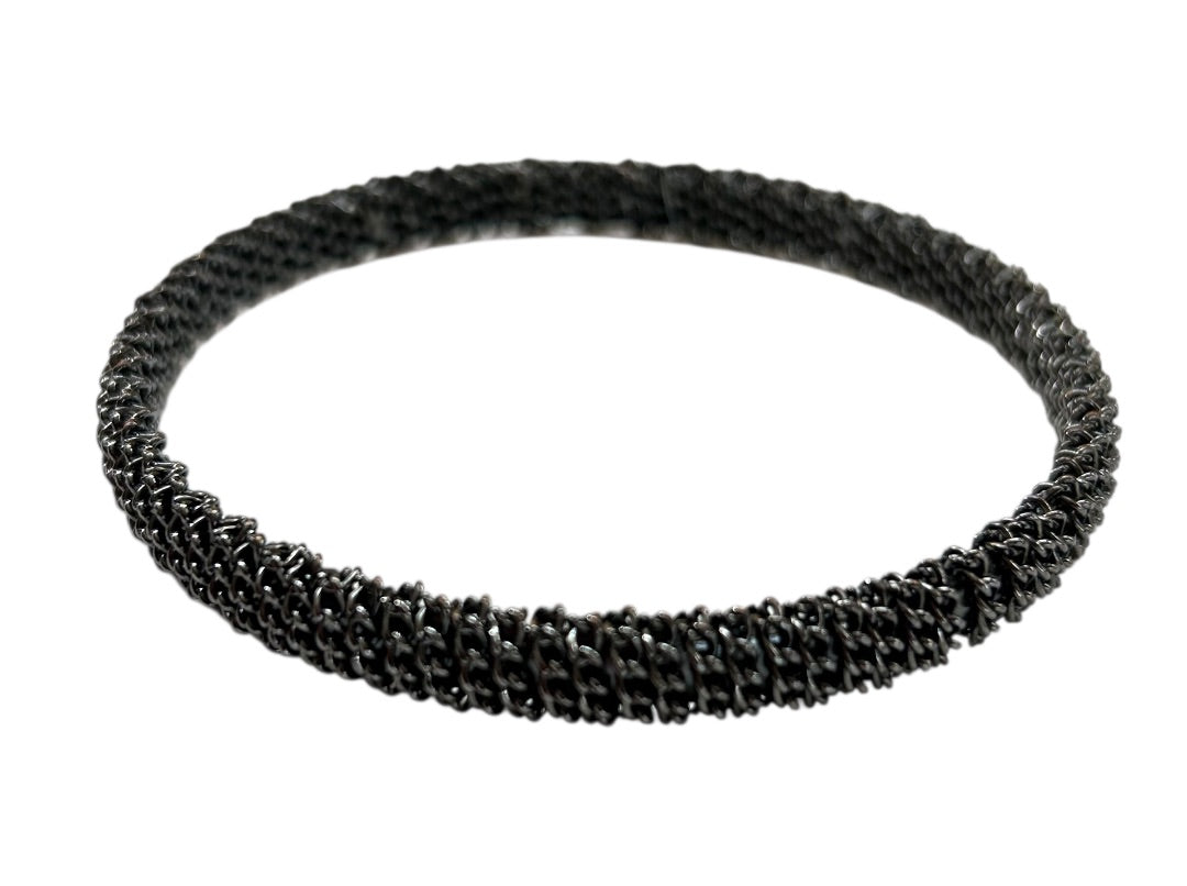 Pewter Color Textured Bangle Bracelet 2.75 Inch Inside Diameter Metal