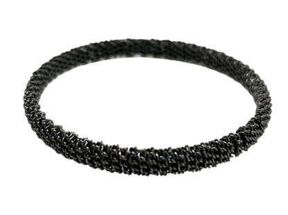Pewter Color Textured Bangle Bracelet 2.75 Inch Inside Diameter Metal