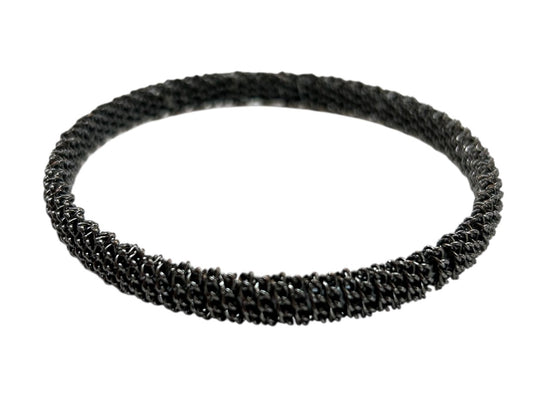 Pewter Color Textured Bangle Bracelet 2.75 Inch Inside Diameter Metal