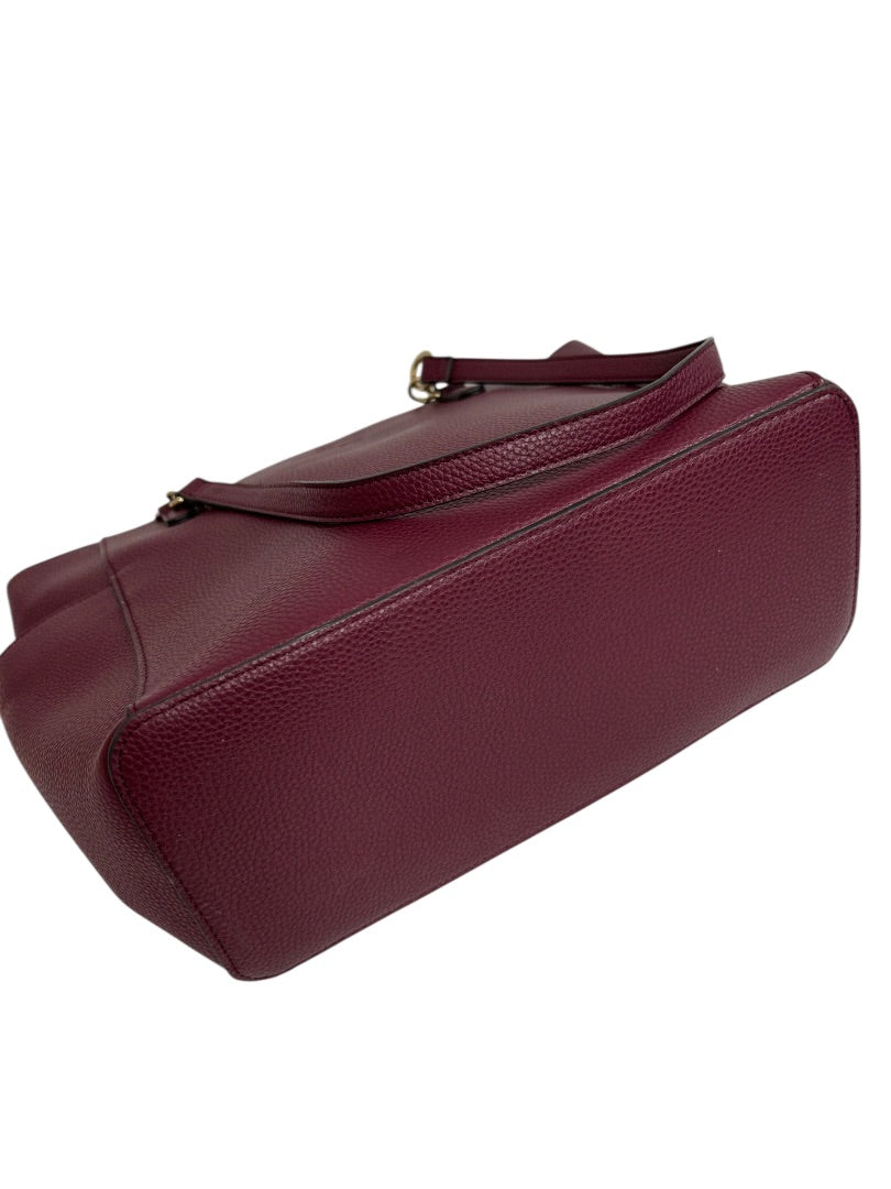 Nanette Lepore Merlot Vegan Zip Top Tote Bag Goldtone Hardware