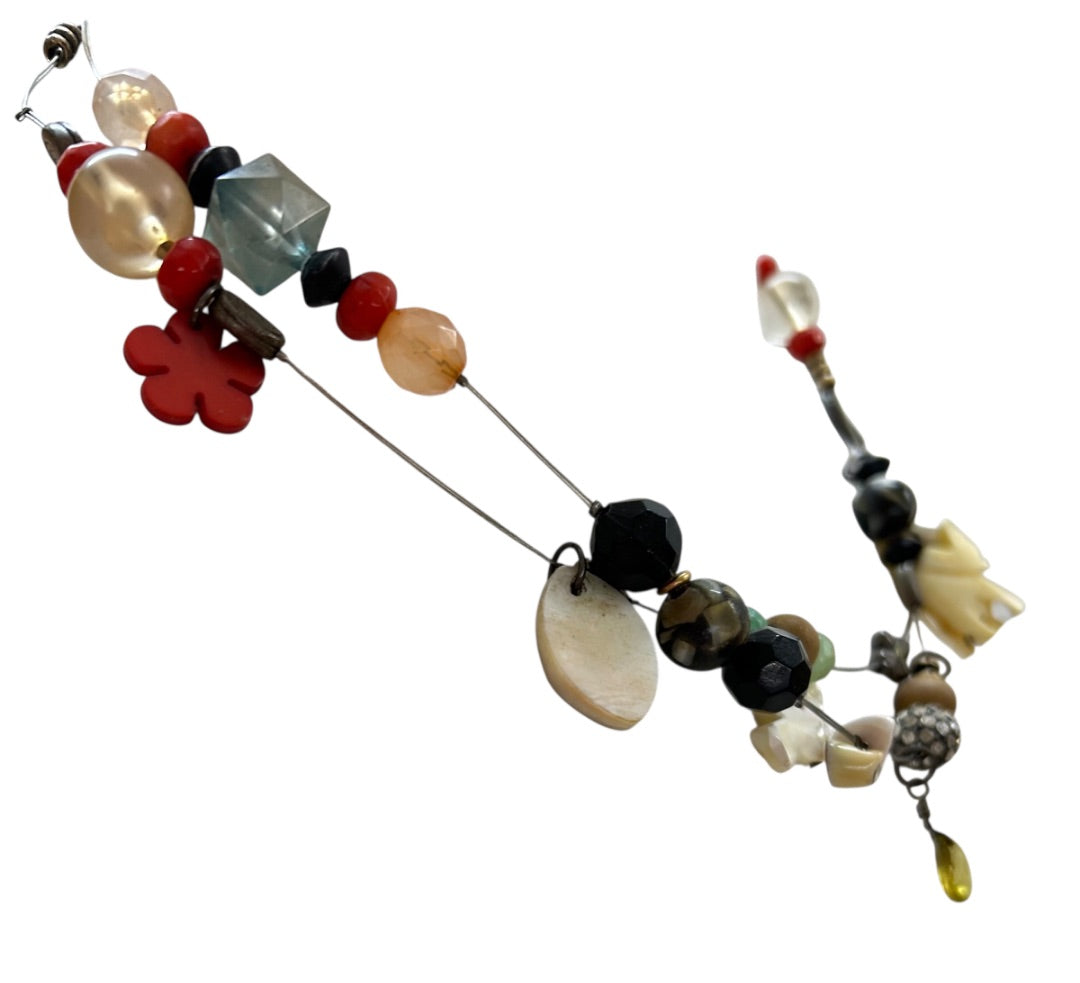 Multistrand Assorted Charm Necklace Funky Shells Elephant Multicolor 19-22 Inches