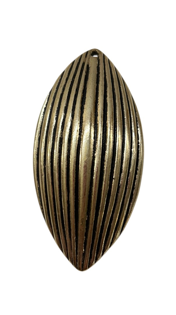 Goldtone Black Statement Pendant for Necklace 3 Inch Textured