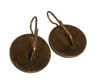 Signed Copper Color Leverback Earrings   Round 1 Inch Drop