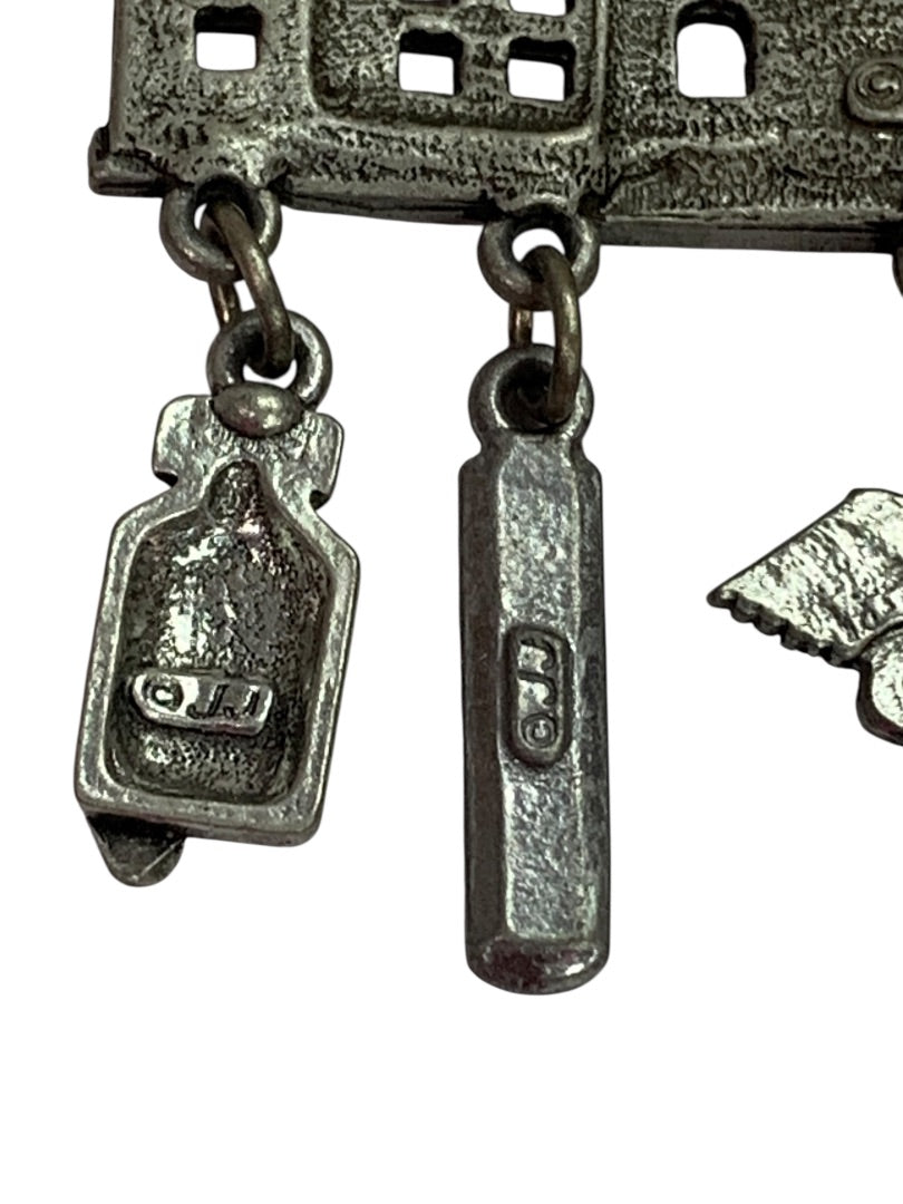 Vintage Signed JJ Jonette Hospital Brooch Charms 2 Inch