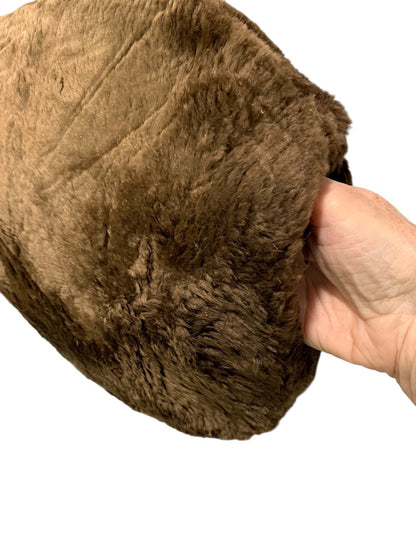 1960s Faux Fur Muff Warm Winter Vintage Hand Warmer Brown 12 Inch