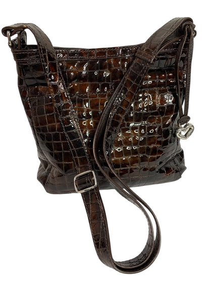 Brighton Cher Front Wallet Organizer Patent Leather Brown Crossbody Bag