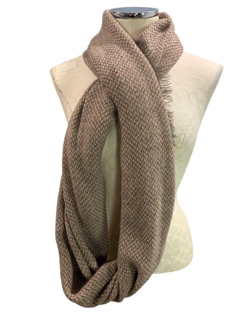 Simonetta Infinity Loop Scarf Fringed Gray Beige Winter