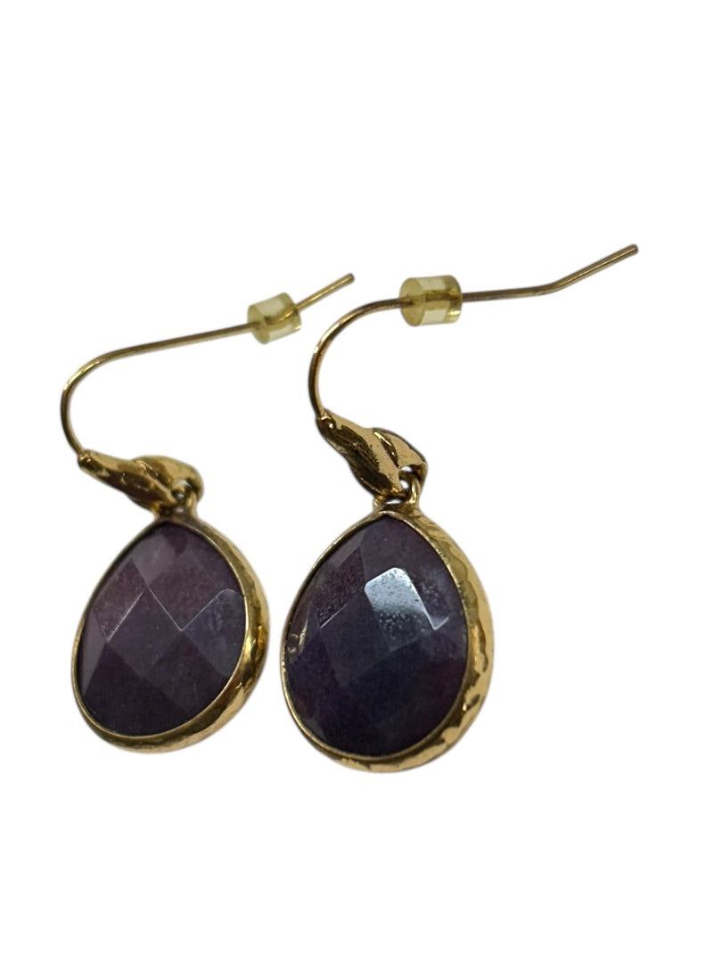 Goldtone Purple Fish Hook Earrings 1.2 Inch Drop Dangle