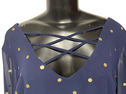 3X Torrid Polka Dot Chiffon Womens Shirt Blouse Lattice Front V-Neck