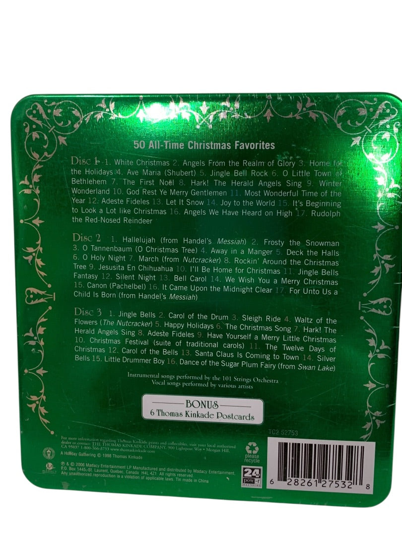 New Sealed 3 CD Tin 50 All-Time Christmas Favorites Thomas Kincade Postcards