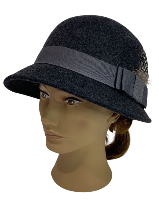 One Size Angela & William Womens Wool Cloche Hat Charcoal Gray