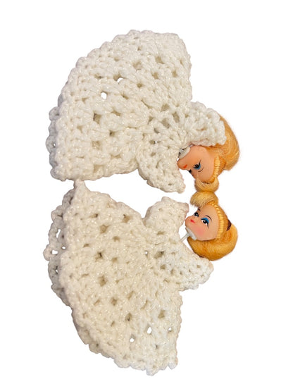 9 Crochet Angel Dresses with 5 Doll Heads Christmas Ornament 3 1/2" x 4 1/2"