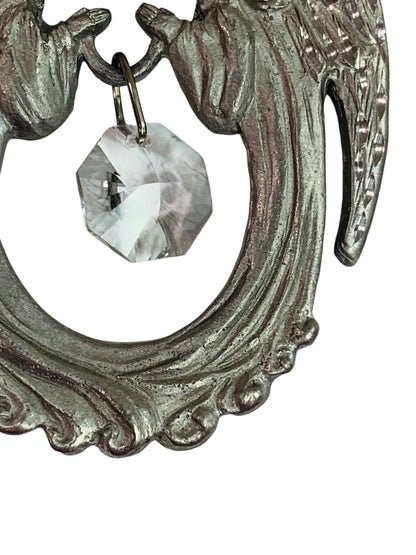 Spoontiques Pewter Twin Angels Ornament Crystal 2.5" #2372 Suncatcher