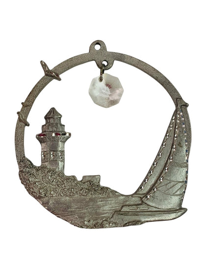 Spoontiques Pewter Ornament Suncatcher Prism Lighthouse Sailboat 3"