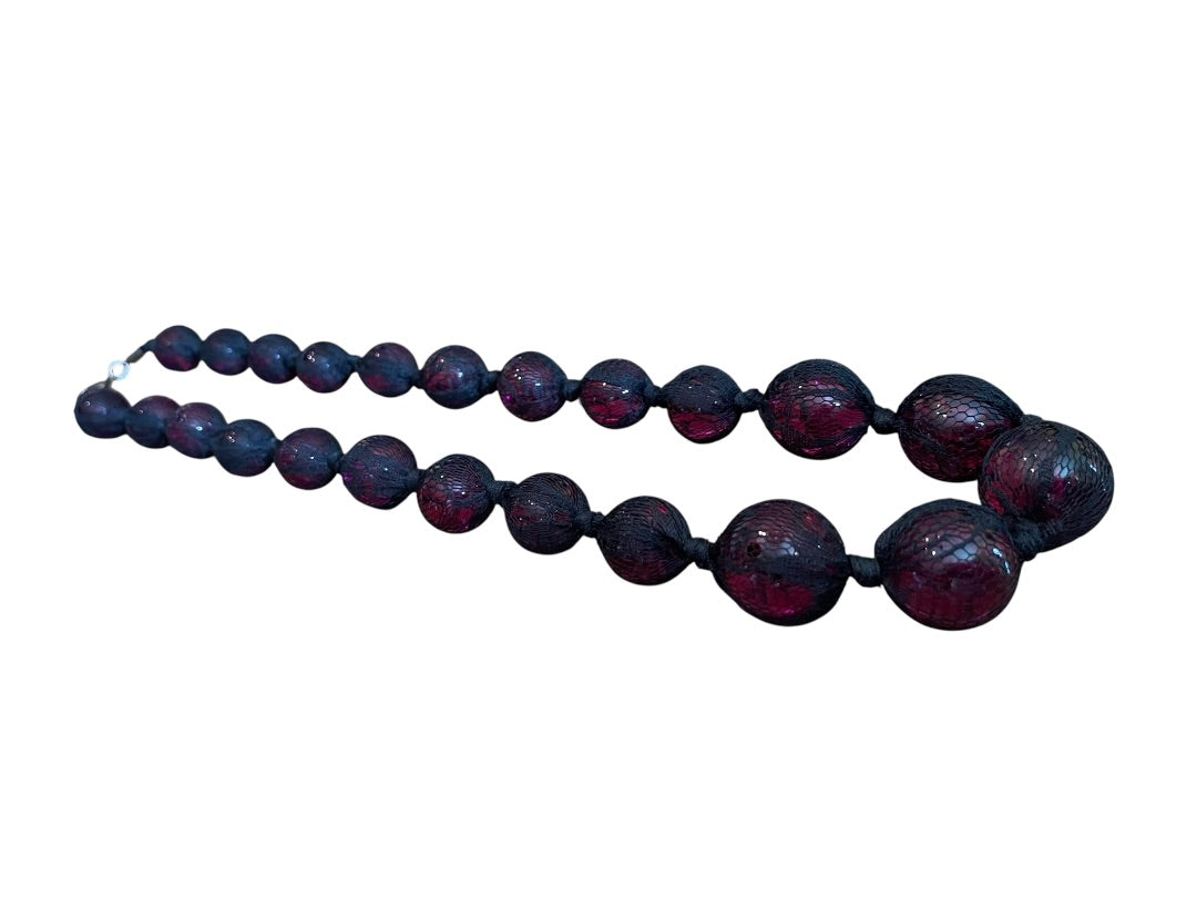 Express Black Netted Graduated Purple Sphere 28 Inch Necklace