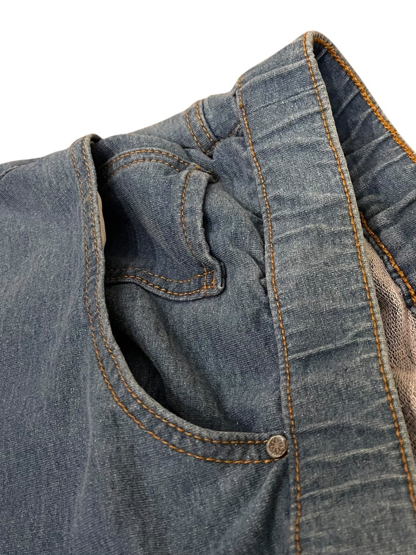 5X Catherines Pull On Elastic Waist Knit Jeans Pockets Blue New