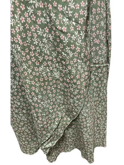 Small Hashtag 2 Piece Outfit Half Wrap Skirt & Smocked Crop Shirt Green