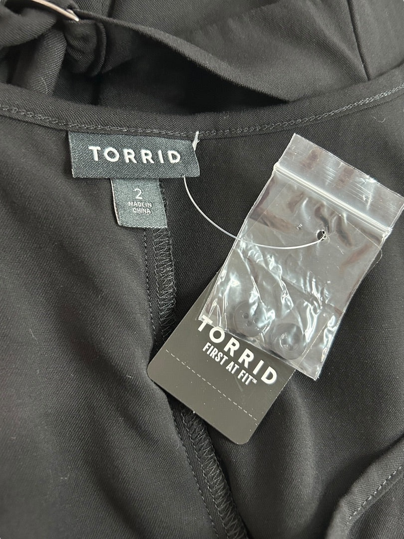 2X Torrid Womens Black New Sleeveless Blouse Cinch Back Waist Adjustable