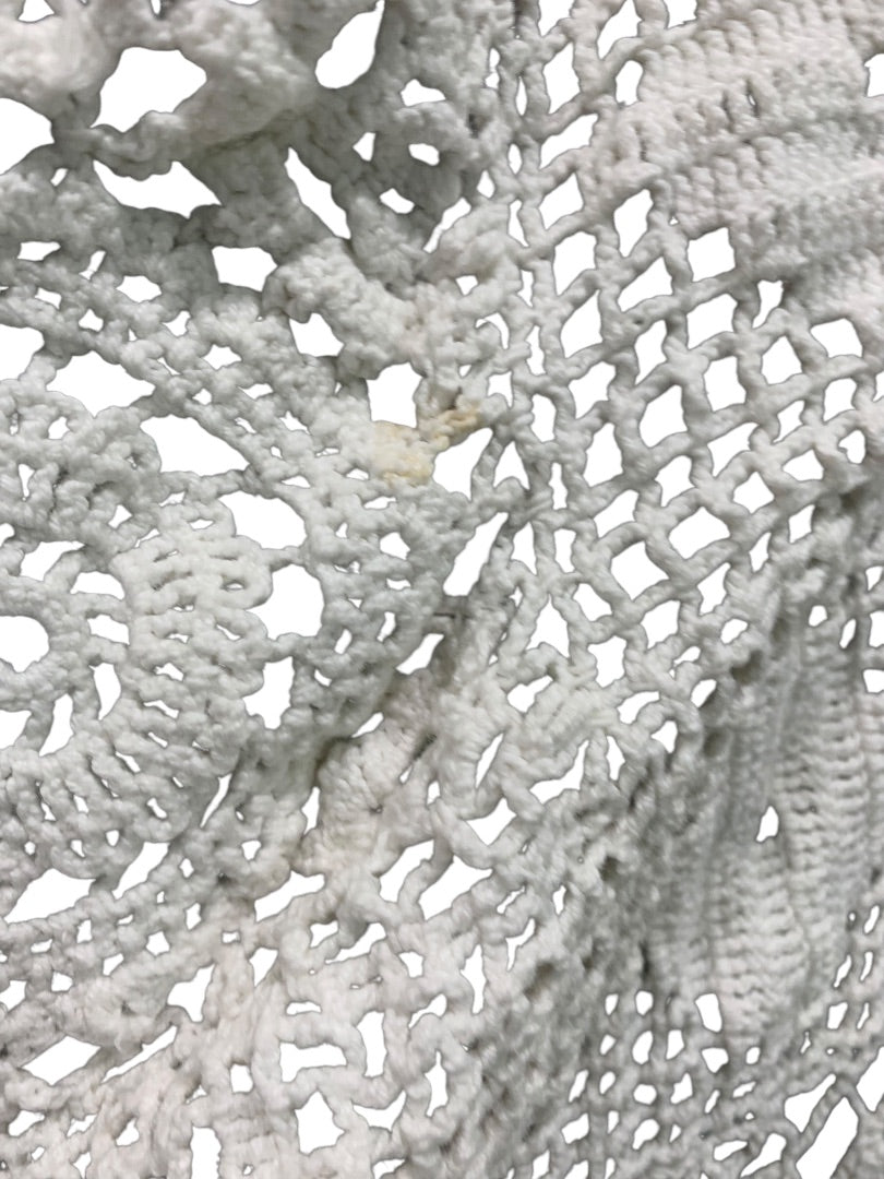 White Crochet Handmade Tablecloth Table Linen 35 Inches Square