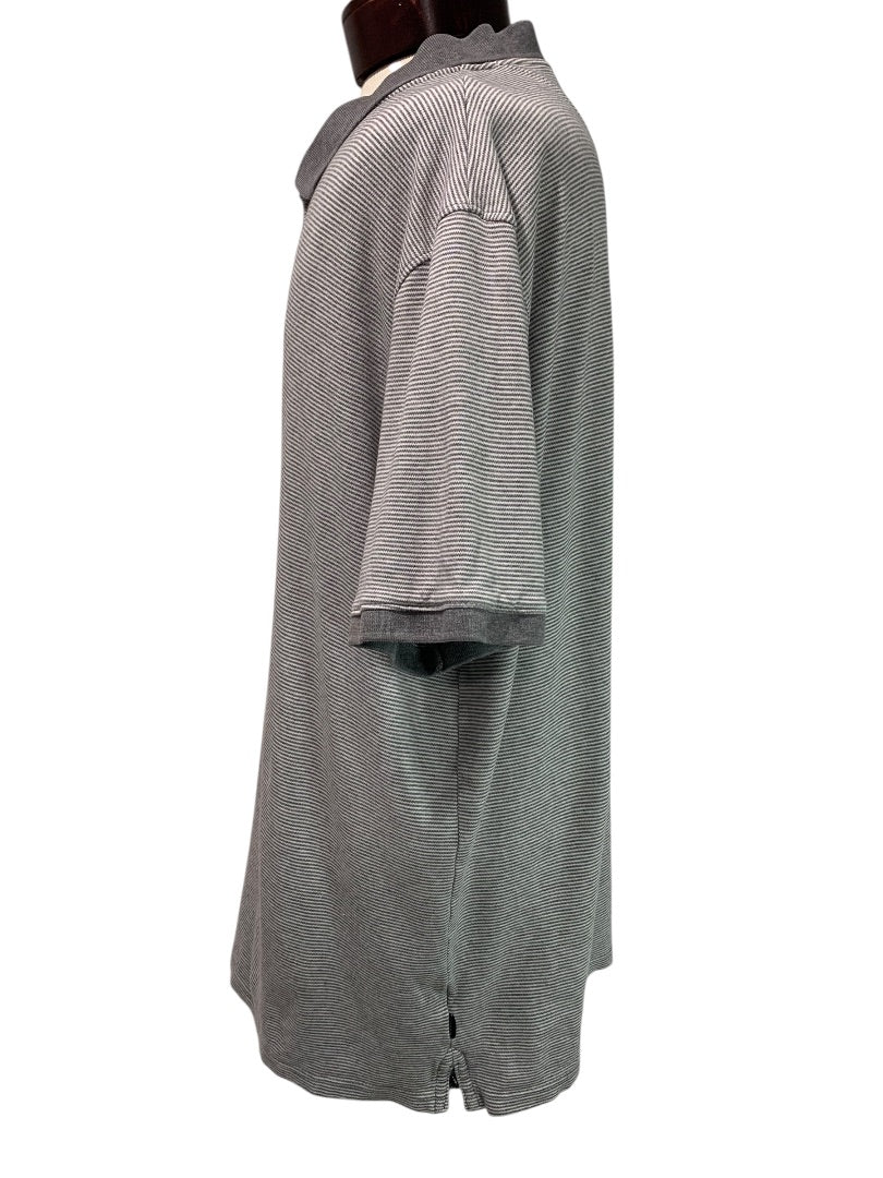 XXL Calvin Klein Mens New Gray Stripe Golf Polo Shirt Liquid Touch