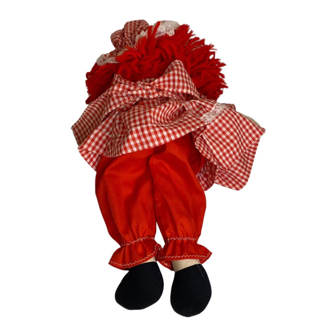 Vintage Raggedy Ann Rag Doll Handmade Red Gingham 16"