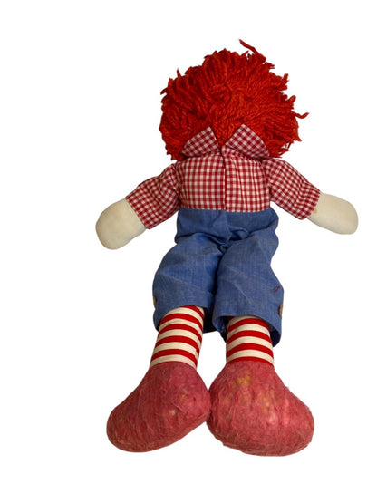 Vintage Handmade Raggedy Andy Rag Doll 19" Embroidered Face