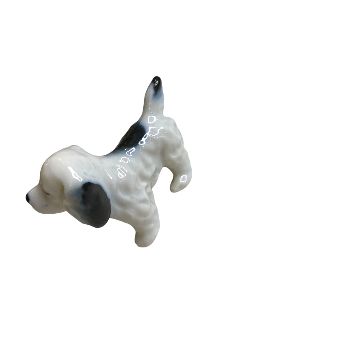 Vintage Japan 3.5" Dog Figurine English Spaniel Black White