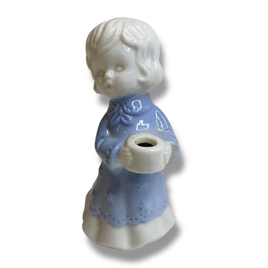 Vintage Berman and Anderson Porcelain Candle Holder Caroler Girl 4"