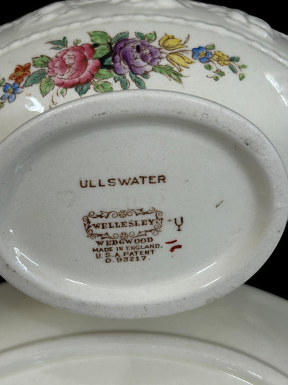 1940s Wellesley Wedgwood Ullswater China Gravy Boat and Underplate