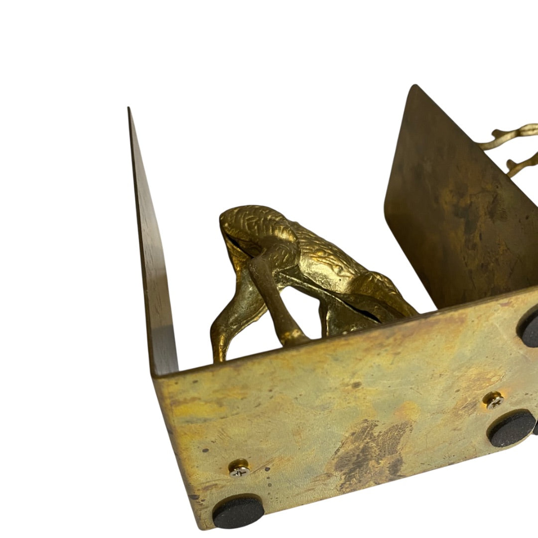 Vintage Brass Deer Bookends Buck and Doe Bookends  Book Support Brackets