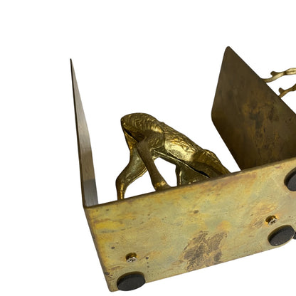 Vintage Brass Deer Bookends Buck and Doe Bookends  Book Support Brackets