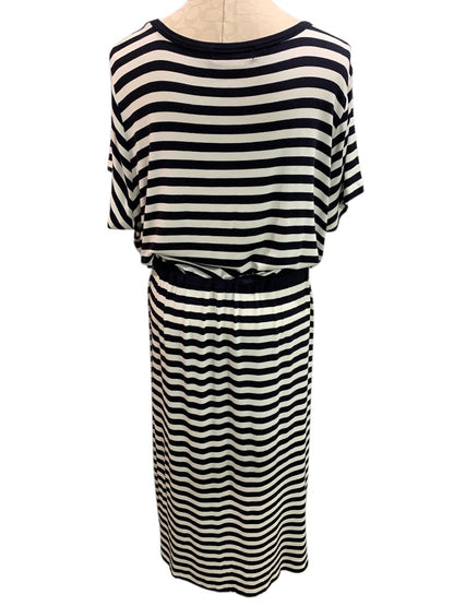 3X Michael Kors Womens Striped Soft Jersey Knit Maxi Dress Black White